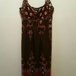 Pink and brown maxi dress